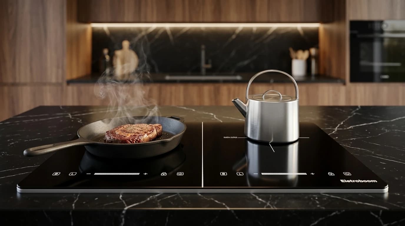 Cooktop de Indução Vitrocerâmica 2 Bocas 3500W Slim